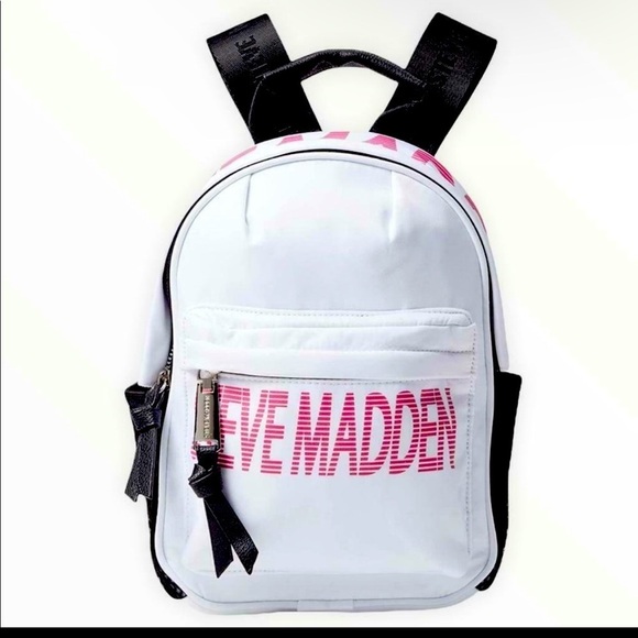 NWT Steve Madden Mini BForce Backpack white and pink black straps main image 2